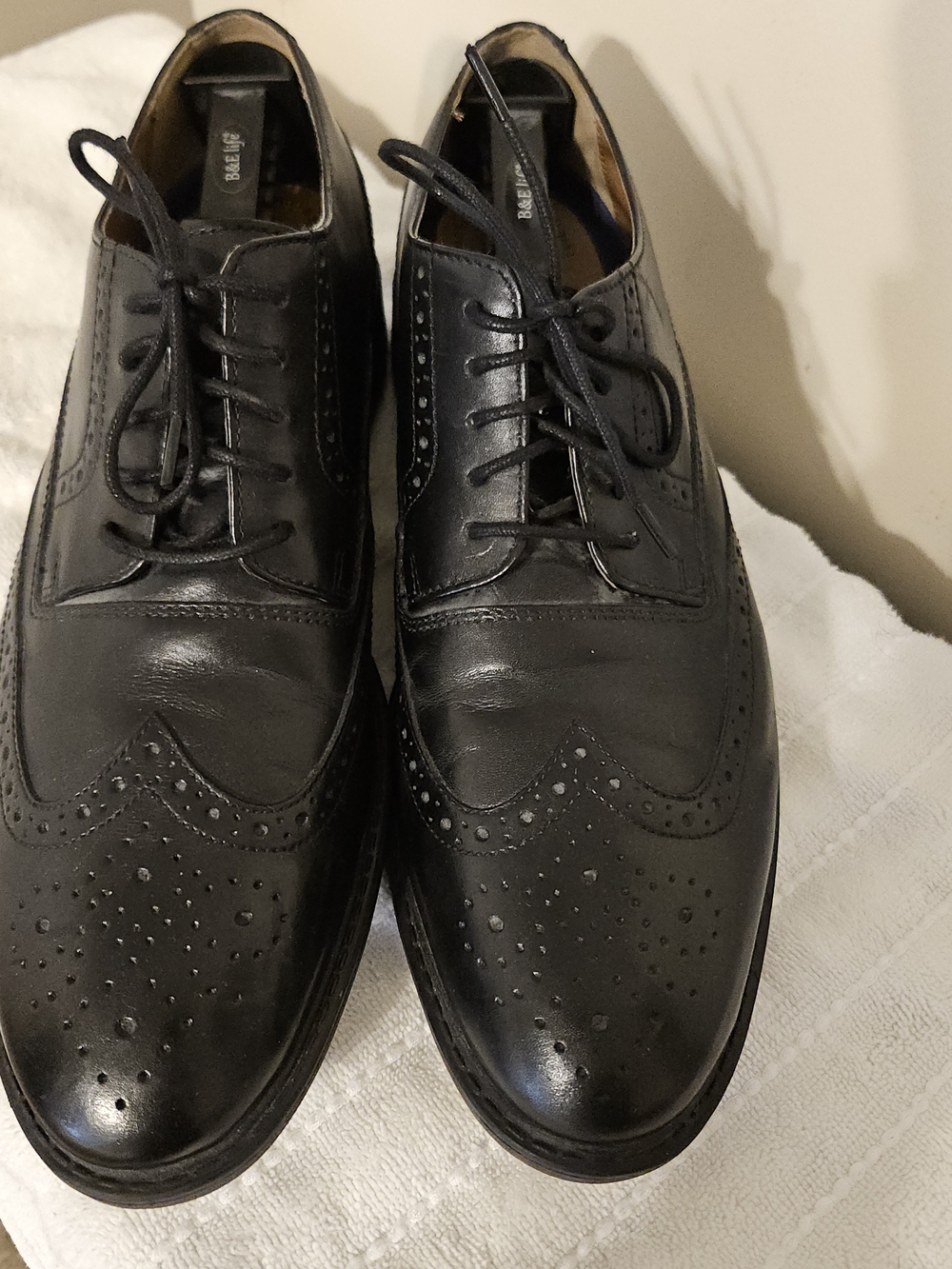 Bostonian Comfort Footbed Wingtip Brogue Black Leather Oxford Shoes 10.5 M